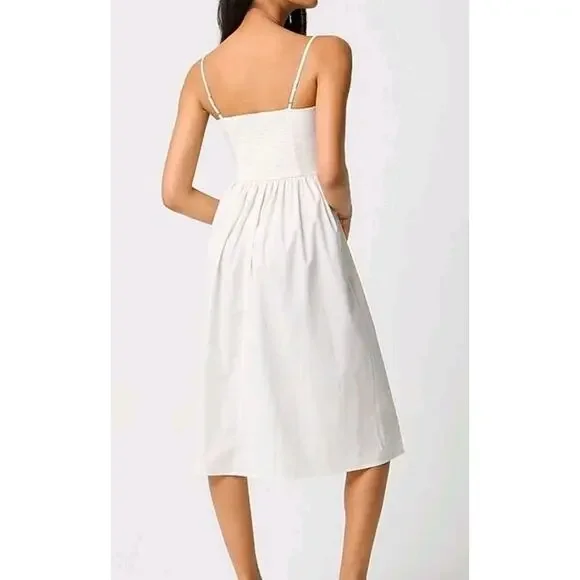 J. Crew Factory Scallop-Trim Button-Front Midi Dress Size 4 NWT - Picture 4 of 8